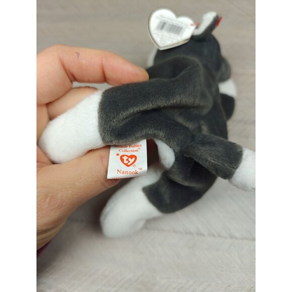 Ty Beanie Babies Nanook Husky Plush Dog 8" Gray White Stuffed Animal Collectible - Picture 5 of 5